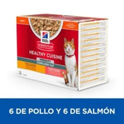 Hill's Science Plan Hill's Adult Sterilised Healthy Cuisine Con Pollo Y Salmón Para Gatos -Paws Tienda sp sterilized cat chicken salmon bk28509m bk28648m multipack 6