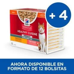 Hill's Science Plan Hill's Adult Sterilised Healthy Cuisine Con Pollo Y Salmón Para Gatos -Paws Tienda sp sterilized cat chicken salmon bk28509m bk28648m multipack fr 5