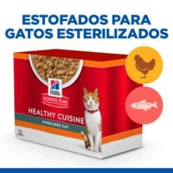 Hill's Science Plan Hill's Adult Sterilised Healthy Cuisine Con Pollo Y Salmón Para Gatos -Paws Tienda sp sterilized cat chicken salmon bk28509m bk28648m multipack plp 7